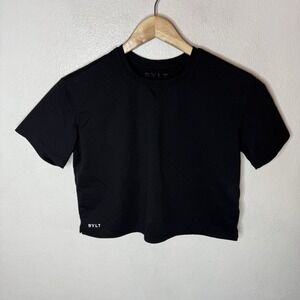 Bylt Essential Cropped Crew Black T-shirt Tee‎ Shirt Athletic Casual Womens XS